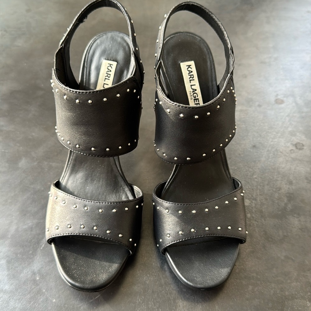 Karl lagerfeld size 8 , black sandals pumps NEAR USED